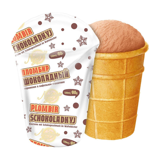 EisProm Glace plombir au chocolat en gaufrette 130 ml