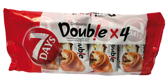 Croissant double fourré à la crème de cacao et fourré à la crème goût vanille