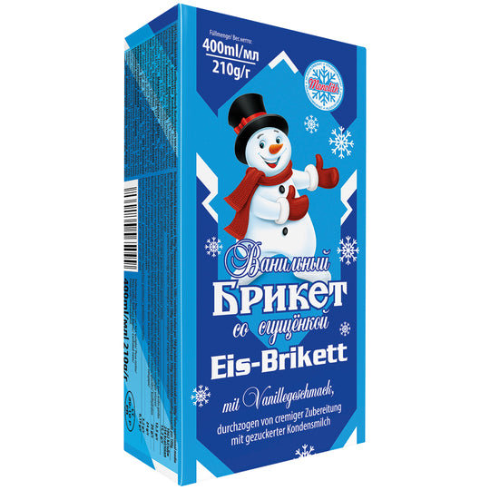 Briquette de glace au goût de vanille, entrecoupée dune préparation crémeuse au lait concentré sucré