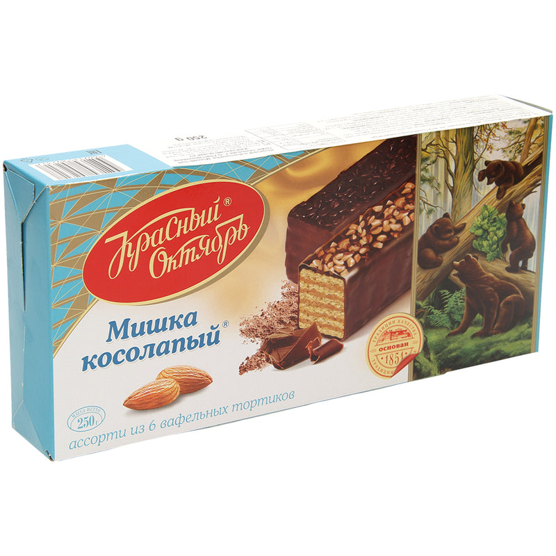 Mélange pour tartelettes "Mischka kosolapij" composé de gaufrettes (14,9%) et dun fourrage à la crème (49%) au goût de c