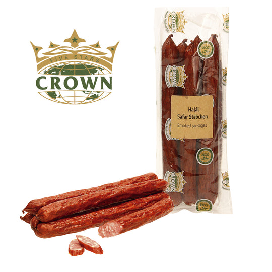 Saucisses de bœuf halal "Bâtonnets Safar" fumées à la mode de Cracovie