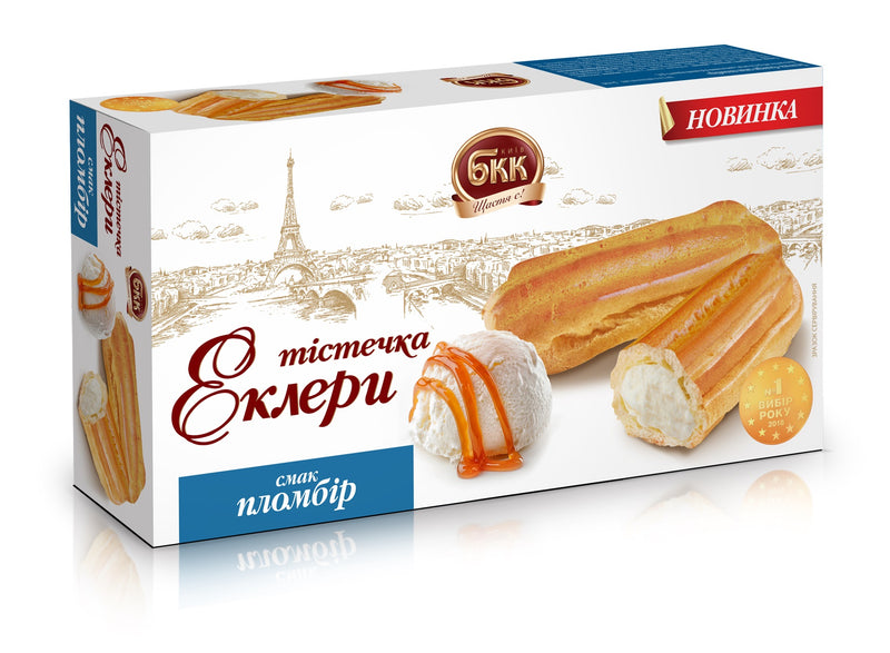 "Plombir" biscuit en pâte à choux fourré de crème 56% goût vanille, surgelé
