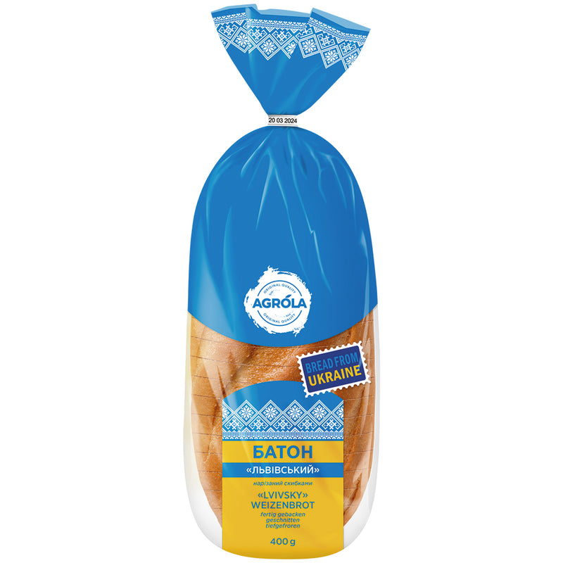 "Lvivsky" pain de blé "Halytsky", entièrement cuit, tranché, congelé.