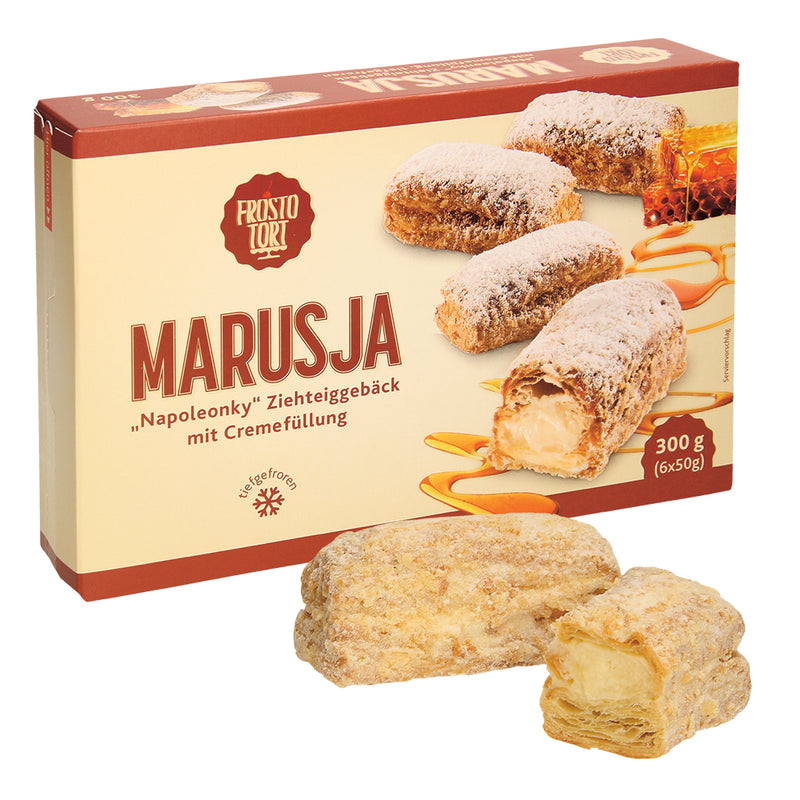"Napoleonky" biscuits à pâte filée fourrés de crème (46%), surgelés