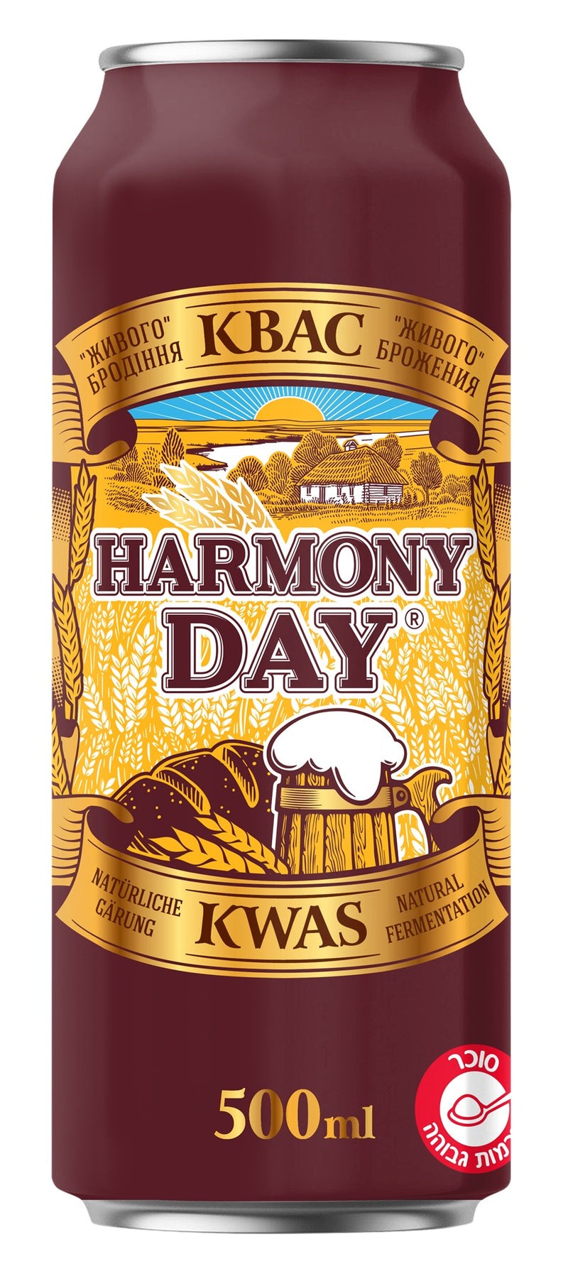 "HARMONY DAY" Boisson maltée sans alcool "Kvas", pasteurisée. Fermentation naturelle