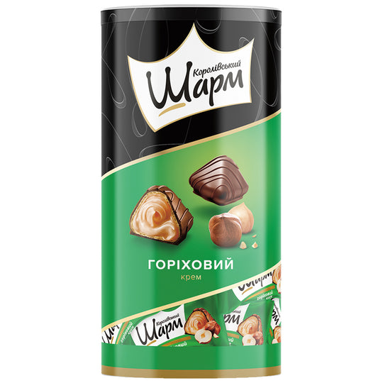 "Korolivsky Sharm" Bonbons gaufrés fourrés aux noisettes (57 %) et enrobés dun glaçage au cacao (36 %)