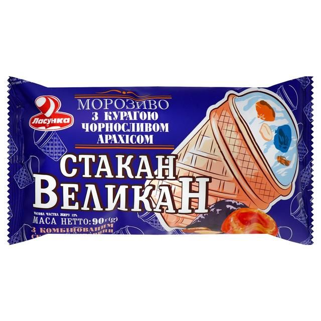 Ласунка Lasunka Giant Ice Cream With Dried Apricots, Prunes And Peanuts 100g
