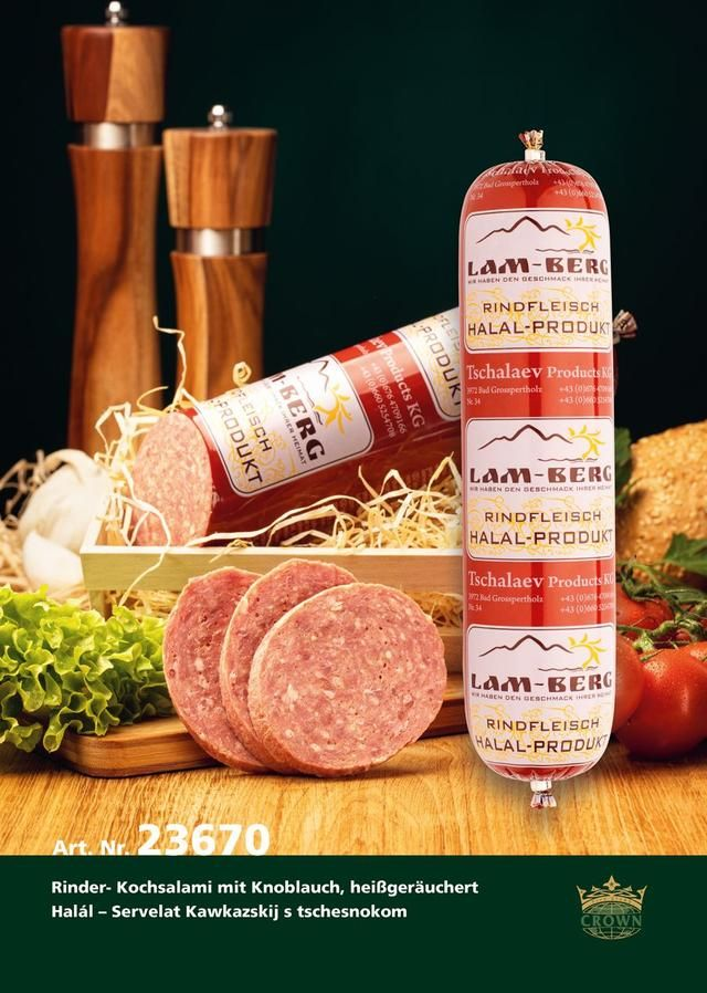Crown – Salami de bœuf halal à l’ail – 500 g