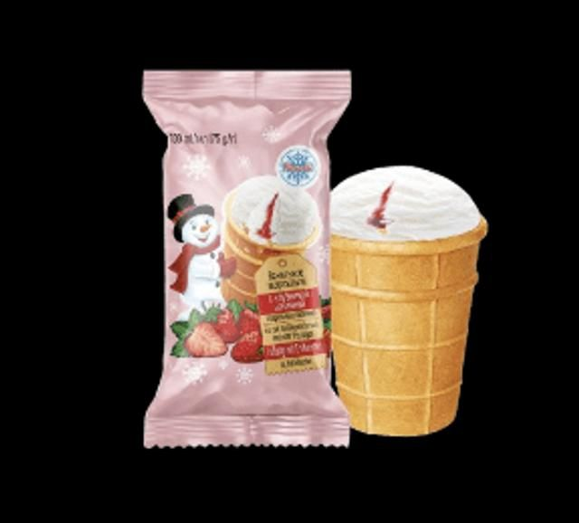 Glace vanille avec fourrage fraise en gobelet gaufré (130 ml)