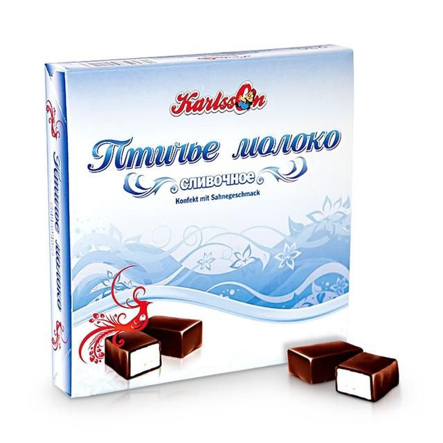 Confiserie en sucre mousseux "Ptitchje Moloko" au goût de crème enrobée de chocolat