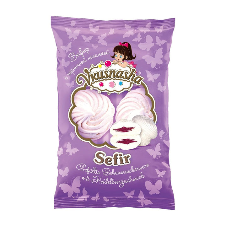 Vkusnasha Guimauves zefir fourrées à la myrtille 300 g