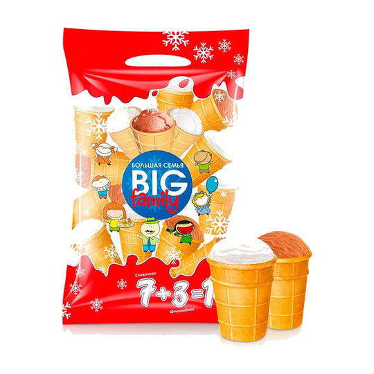 Big Family Glaces vanille et chocolat en gaufrette 10 × 120 ml