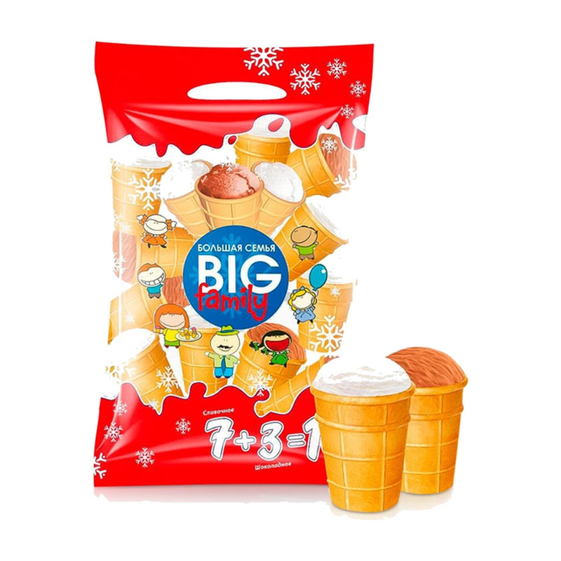 Big Family Glaces vanille et chocolat en gaufrette 10 × 120 ml