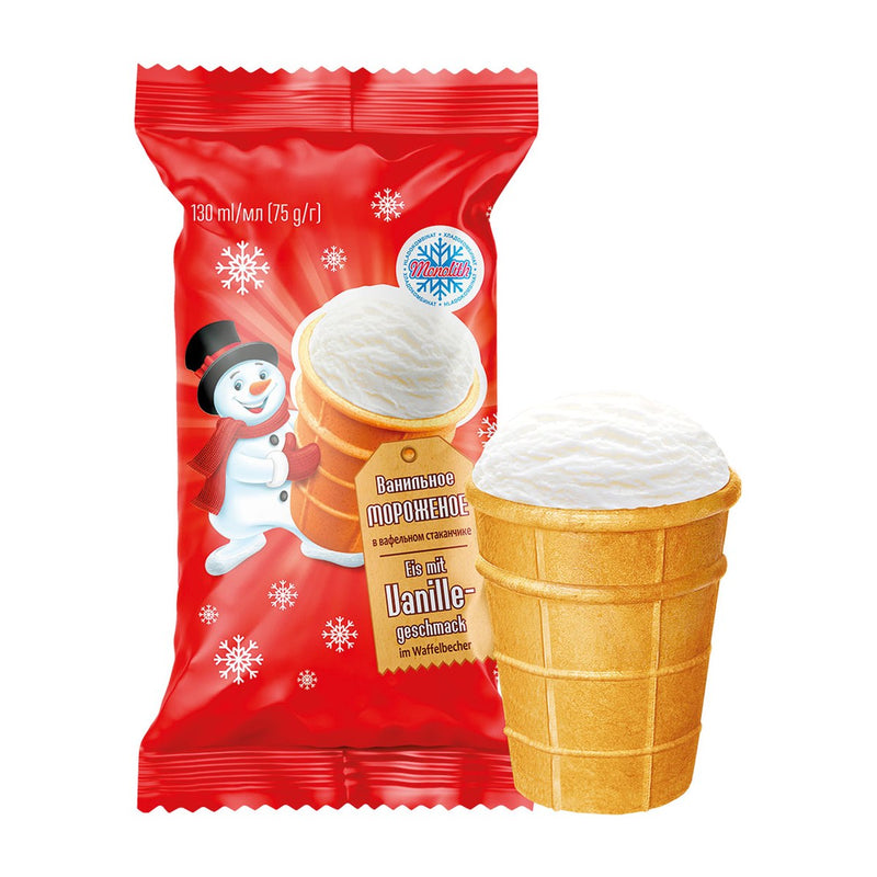 Monolith Glace vanille en gobelet gaufré 130 ml