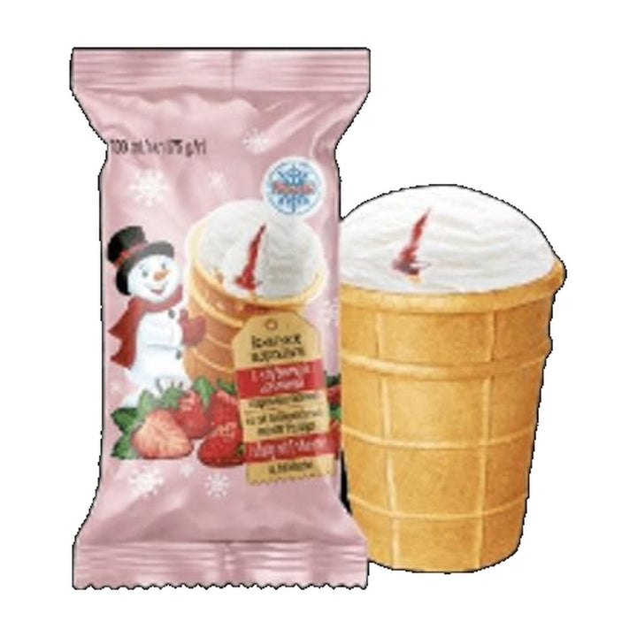 Glace vanille fourrée à la fraise en gobelet gaufré 130 ml