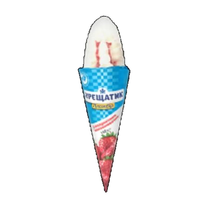 Kreshatik Glace plombir à la fraise en cornet 140 g