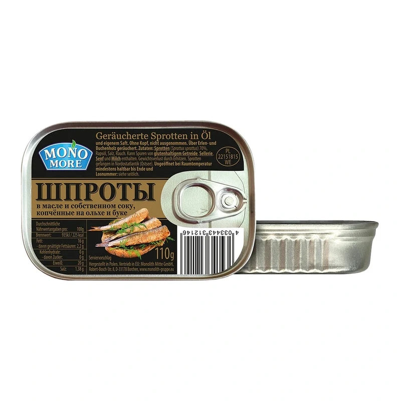 Mono More – Sprats fumés à l’huile – 110 g