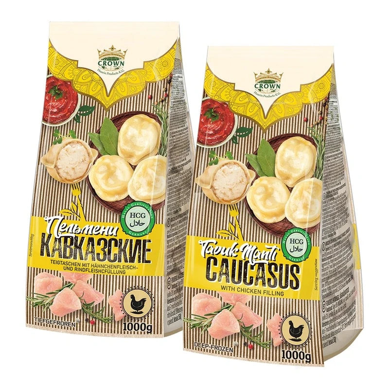 Crown – Pelmeni Kawkazskie halal au poulet & bœuf – 1 kg