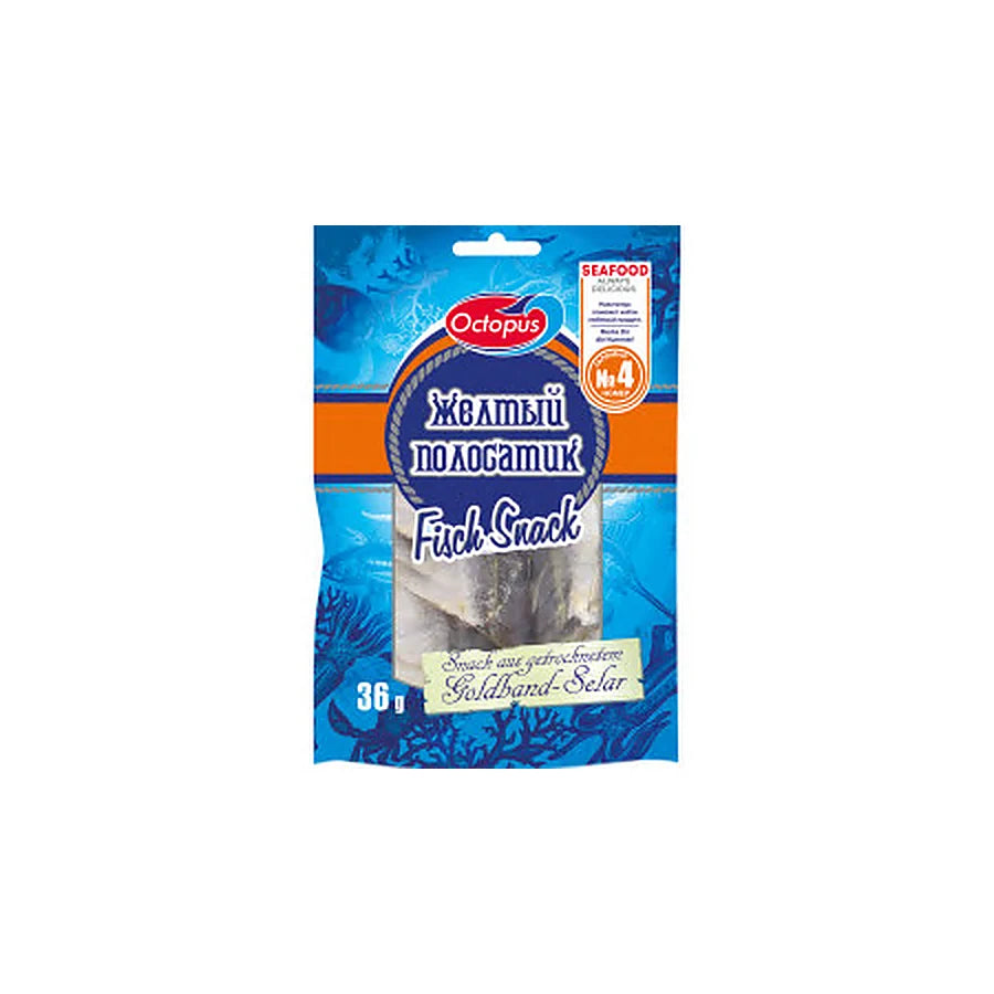 Octopus – Snack de sélénium à bande dorée, séché et salé – 36 g