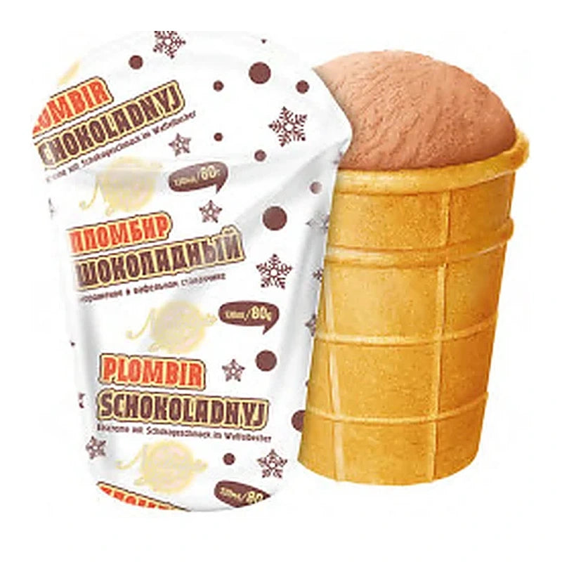 EisProm – Glace Plombir chocolat en gaufrette – 130 ml