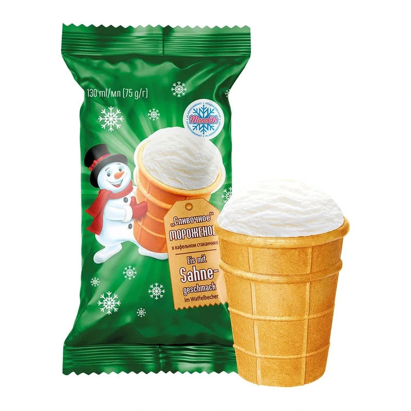 Glace à la crème Slivochnoe en gaufrette – 130 ml