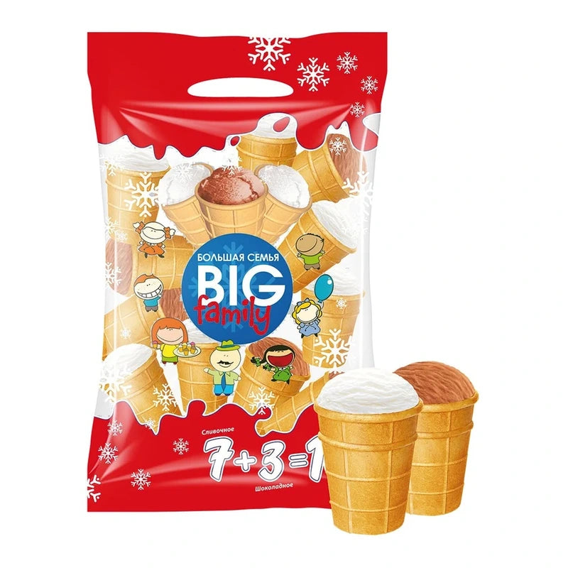 Big Family – Assortiment glaces vanille & chocolat, 10 pièces – 1,2 L